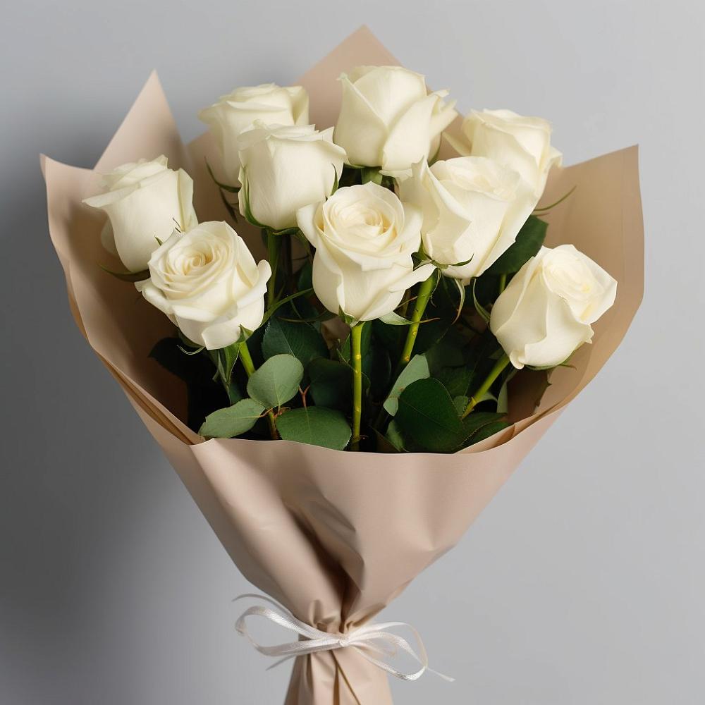 Букет 9 Белых роз Эдлесс Лав в Чебургольской