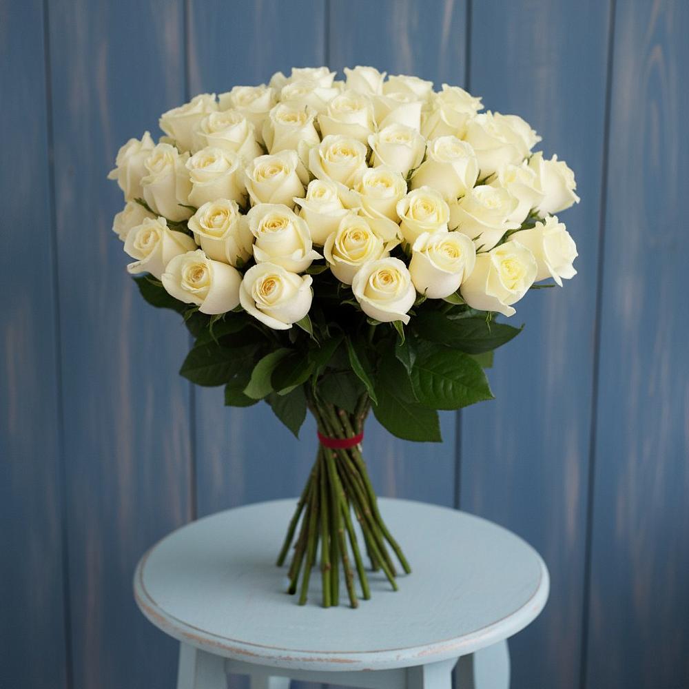 Букет 51 Белая роза Эдлесс Лав в Чебургольской