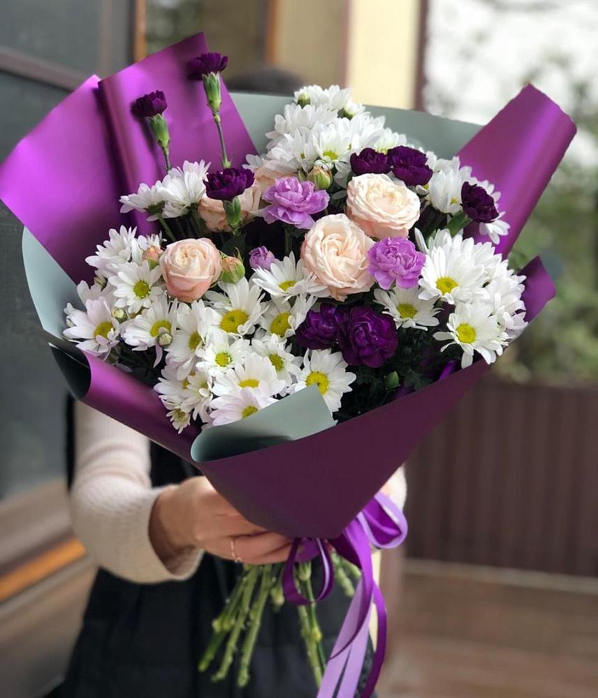 Букет цветов из: Хризантемы, Гвоздики и Розы в Чебургольской