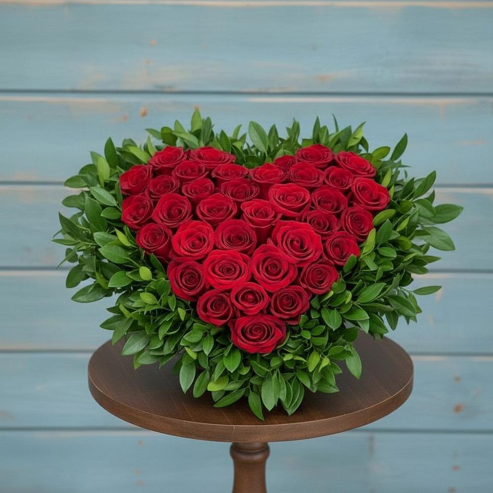 Цветочная композиция из Розы в виде сердца в Чебургольской