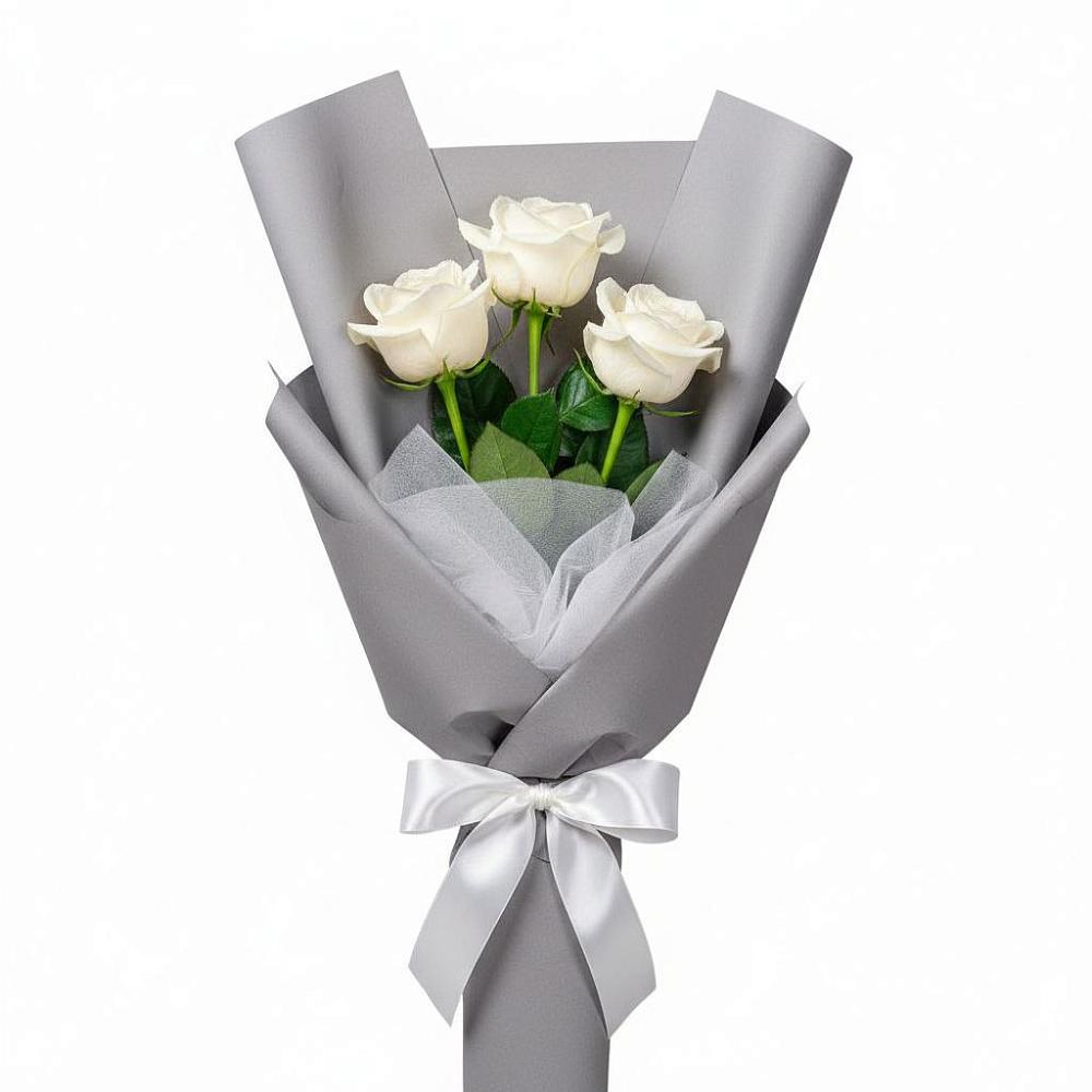 Букет 3 белые розы в Чебургольской