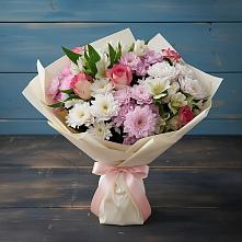 Букет цветов из:  Хризантемы, Альстромерии и Розы в Чебургольской