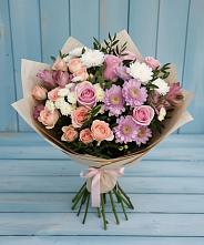 Букет цветов из:  Хризантемы, Розы и Альстромерии в Чебургольской