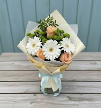 Букет цветов из:  Герберы, Розы и Хризантемы в Чебургольской