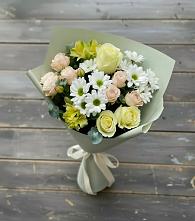Букет цветов из:  Альстромерии, Розы и Хризантемы в Чебургольской
