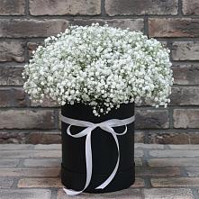 Цветочная композиция из Гипсофила в шляпной коробке в Чебургольской